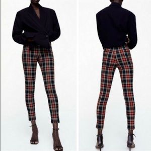 Zara plaid leggings w zipper size S